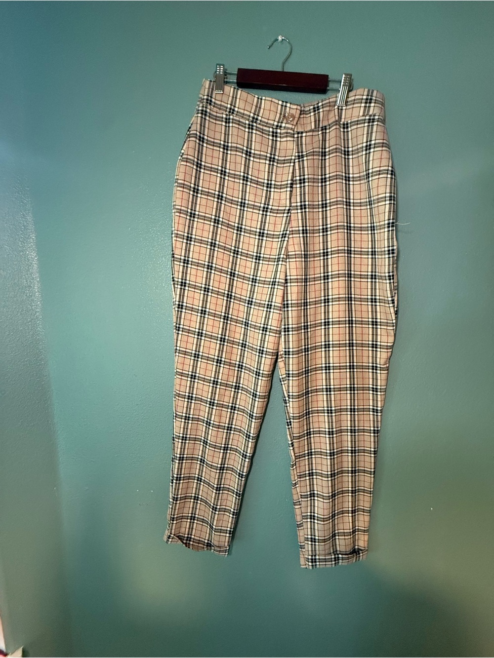 Nasty Gal Men's Plaid Dress Pants - Beige & Black Check